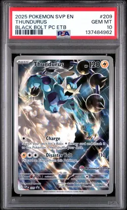 2025 POKEMON BLACK BOLT POKEMON CENTER ETB PROMO SVP #209 THUNDURUS PSA 10 - Image 1