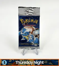 POKEMON TCG BASE SET UNLIMITED BOOSTER PACK LONG CRIMP BLASTOISE ART - Image 1