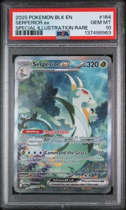 2025 Pokemon BLK EN Black Bolt #164 SIR Serperior ex PSA 10 Gem Mint - Image 1