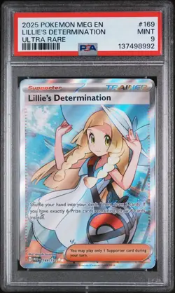 2025 Pokemon Mega Evolution Base #169 Full Art Lillie's Determination PSA 9 Mint - Image 1