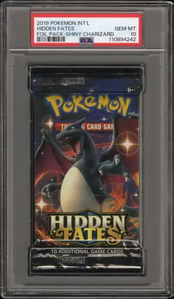 2019 Pokemon INT'L Hidden Fates Foil Booster Pack Charizard Art PSA 10 Gem Mint - Image 1