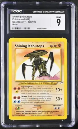 CGC 9 MINT Shining Kabutops 108/105 Holo Pokemon 2002 Neo Destiny Pop 70 - Image 1