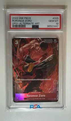 OP01-025 Roronoa Zoro Romance Dawn Alternate Art PSA 10 1st Wave (Holo Wheel) - Image 3