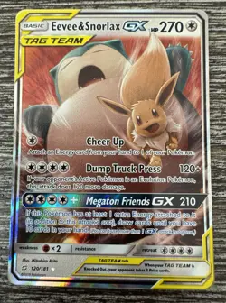Pokemon Card Lot of 4 Tag Team Cards - Eevee/Snorlax, Slowpoke/Psyduck, & More - Image 2
