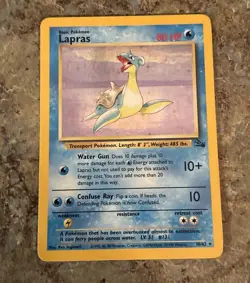 Pokemon TCG Lapras Fossil Holo Unlimited Rare Card 10/62 LP - Image 1