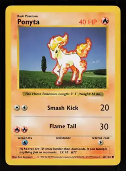 1999 Pokemon TCG Base Set Shadowless - PONYTA - common card #60/102 - Image 1
