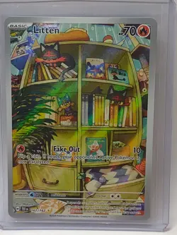 Pokemon TCG Litten Full Art Holo Card 167/162 Temporal Forces Illustration Rare - Image 1