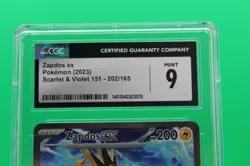CGC 9 Zapdos ex 2023 Scarlet & Violet 151 202/165 Illustration Rare Pokemon Card - Image 3