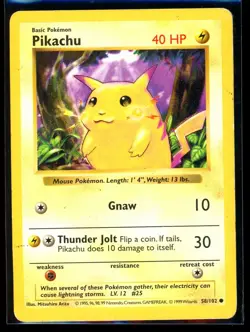 1999 Base Set Pikachu Shadowless #58 Pokemon Card - Image 1