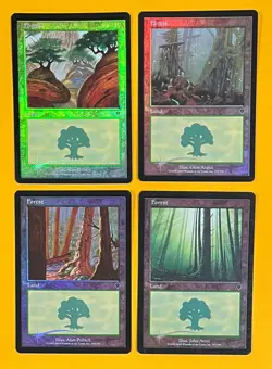 MTG FOREST (Foil) (x4) Invasion (OldManMTG 011-878) - Image 1