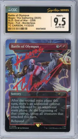 CGC MINT+ 9.5 Signed T.C. Carson Battle of Olympus - World at War (SLD) Foil - Image 1