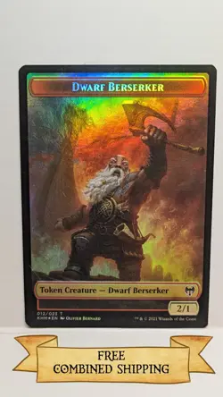Dwarf Berserker Emblem - Tyvar Kell Double-sided Token Kaldheim Foil - Image 1