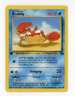 Krabby 51/62 Fossil Set 1st Edition Common Pokemon - Mint / Near Mint - Image 1