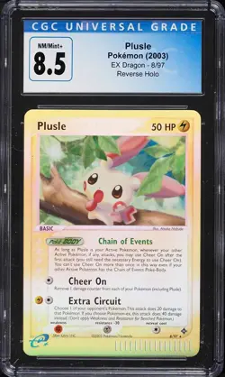 Pokemon TCG Plusle EX Dragon 8/97 Reverse Holo Rare CGC 8.5 - Image 1