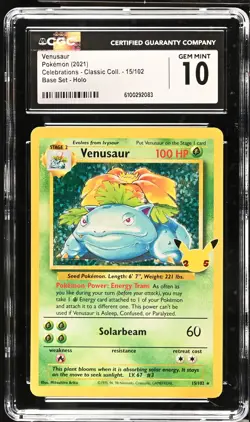 VENUSAUR Celebrations Base Set Holo #15 CGC 10 Pokemon - Image 1