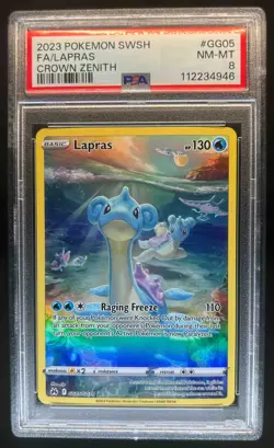 2023 Pokemon SWSH Lapras Galarian Gallery Full Art Rare #GG05/GG70 PSA 8 - Image 1