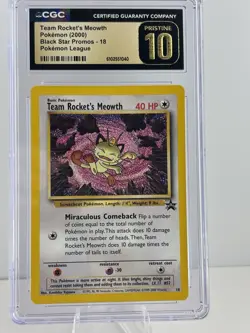 Team Rocket's Meowth 18/53 Wotc Black Star Promo Pokemon CGG 10 ** PRISTINE ** - Image 1