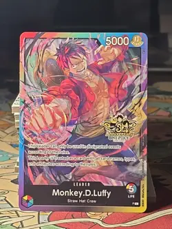 One Piece TCG - Monkey D. Luffy Leader - P - 3rd Anniversary Stamped Promo NM - Image 1