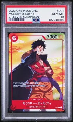 2023 ONE PIECE JAPANESE PROMOS 7-ELEVEN CAMPAIGN #001 MONKEY D. LUFFY PSA 10 - Image 1
