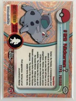 2000 Topps Chrome Pokemon Nidoran #29 Base Card - TV Animation Edition - Image 2