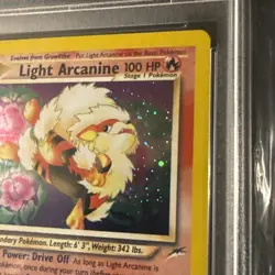 Pokemon Neo Destiny Light Arcanine Holo Rare Card 12/105 PSA 8 - Image 2