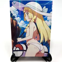 PokeGirl Lillie Sexy Anime Waifu Bikini Girl Doujin Lewd Goddess Story Art Card - Image 2