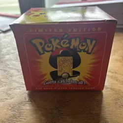 23K Gold Plated PIKACHU Trading Card 1999 Burger King Pokemon Sealed Ball - Image 1