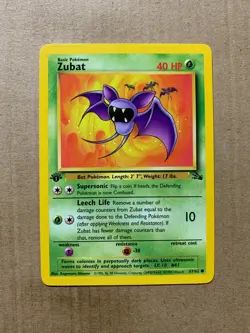 1st Edition Zubat 57/62 Fossil Set - Common Pokemon Card - NM - Image 1