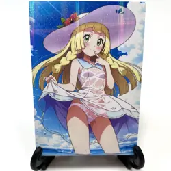 PokeGirl Lillie Sexy Anime Waifu Girl Lewd Goddess Story Holographic Art Card - Image 2