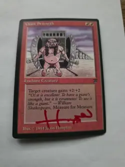 Giant Strength ARTIST PROOF Justin Hampton Legends Set Magic the Gathering - Image 1