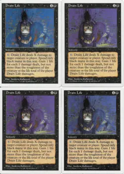 MTG: DRAIN LIFE 5th Edition COMMON; played, Excellent condition x4 - Image 1