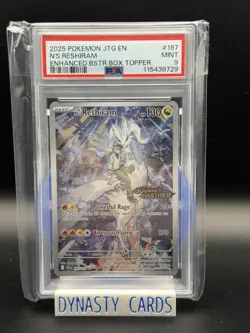 2025 pokemon JTG EN N’S RESHIRAM ENHANCED BSTR BOX TOPPER PSA 9 - Image 1