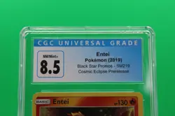 2019 Pokemon ENTEI SM219 Cosmic Eclipse Pre-Release Stamped Promo CGC 8.5 - Image 2