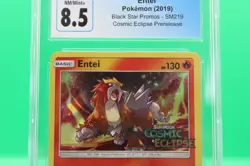 2019 Pokemon ENTEI SM219 Cosmic Eclipse Pre-Release Stamped Promo CGC 8.5 - Image 3