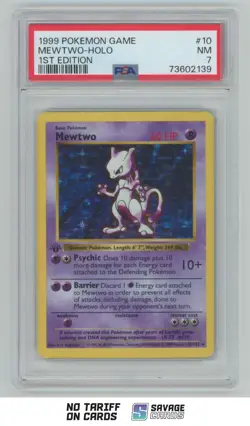 1999 Pokemon Base Set 1st Edition Shadowless Holo Mewtwo PSA 7 #10/102 - Image 1
