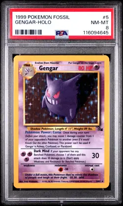 Gengar Holo Pokemon Fossil 5 NM PSA NM-MT 8-4645 - Image 1