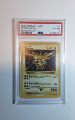 Pokemon TCG 1999 ZAPDOS Base Set Shadowless Holo Rare 16/102 WOTC PSA 6 - Image 1