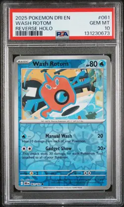 2025 POKEMON DRI EN-DESTINED RIVALS REVERSE HOLO #061 WASH ROTOM PSA 10 - Image 1