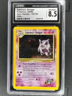 Pokemon Sabrina's Gengar #14 Gym Heroes Holo *FART SWIRL* CGC 8.5 NM/MINT+ - Image 1
