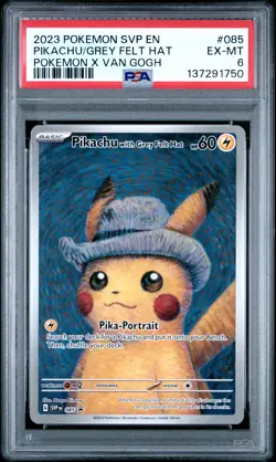 2023 POKEMON SVP EN-SV BLACK STAR PROMO #085 PIKACHU WITH GREY FELT HAT PSA 6 - Image 1