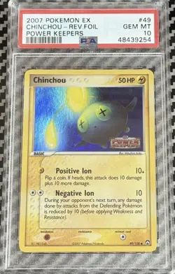 2007 Pokemon Chinchou 49/108 Reverse Holo EX Power Keepers Gem Mint PSA 10 - Image 1