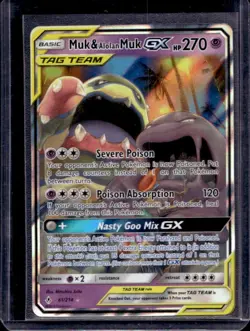 2019 Pokemon Sun & Moon Unbroken Bonds Muk Alolan Tag Team #61/214 - Image 1