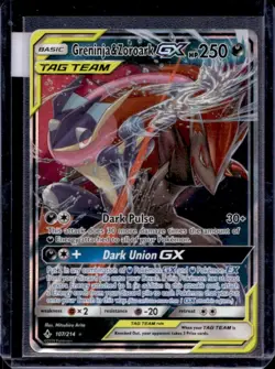 2019 Pokemon Sun & Moon Unbroken Bonds Greninja Zoroark Tag Team Holo #107/214 - Image 1