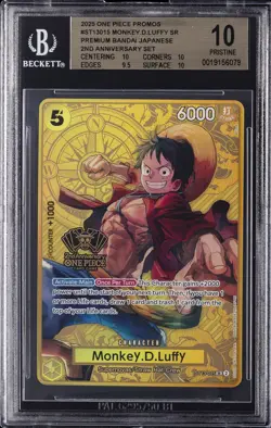 2025 ONE PIECE 2ND ANV SR #ST13-015 MONKEY D LUFFY BGS 10 - Image 1