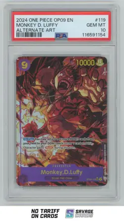 2024 One Piece OP09 Alternate Art Monkey D. Luffy PSA 10 #119 - Image 1
