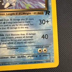 Dark Blastoise - 20/82 - Rare Team Rocket Set TCG 2001 - Pokemon Card LP - Image 5
