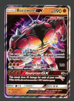 Buzzwole GX - 57/111 - Pokemon Crimson Invasion Sun & Moon Ultra Rare Card - LP - Image 1