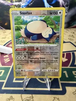 Pokemon TCG Snorlax Sword & Shield Lost Origin Reverse Holo Rare Card 143/196 - Image 1