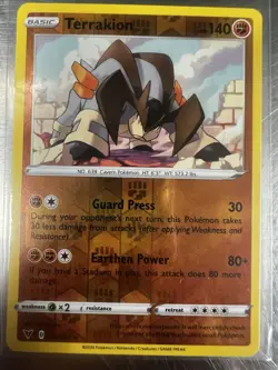 Terrakion Rare Reverse Holo 2020 Pokemon TCG Vivid Voltage Card 092/185 - Image 1