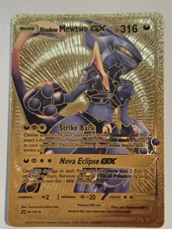 2024 Pokemon Gold Foil Fan Art Card Shadow Mewtwo GX Hp 222 Basic - Image 1